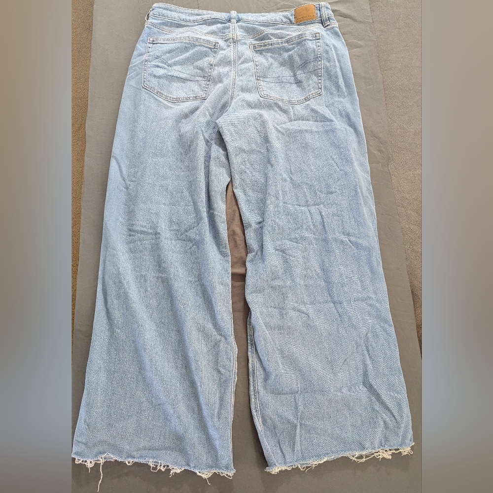 American Eagle Outfitters Light Blue Distressed Wide Leg Jeans - Picture 2 of 2